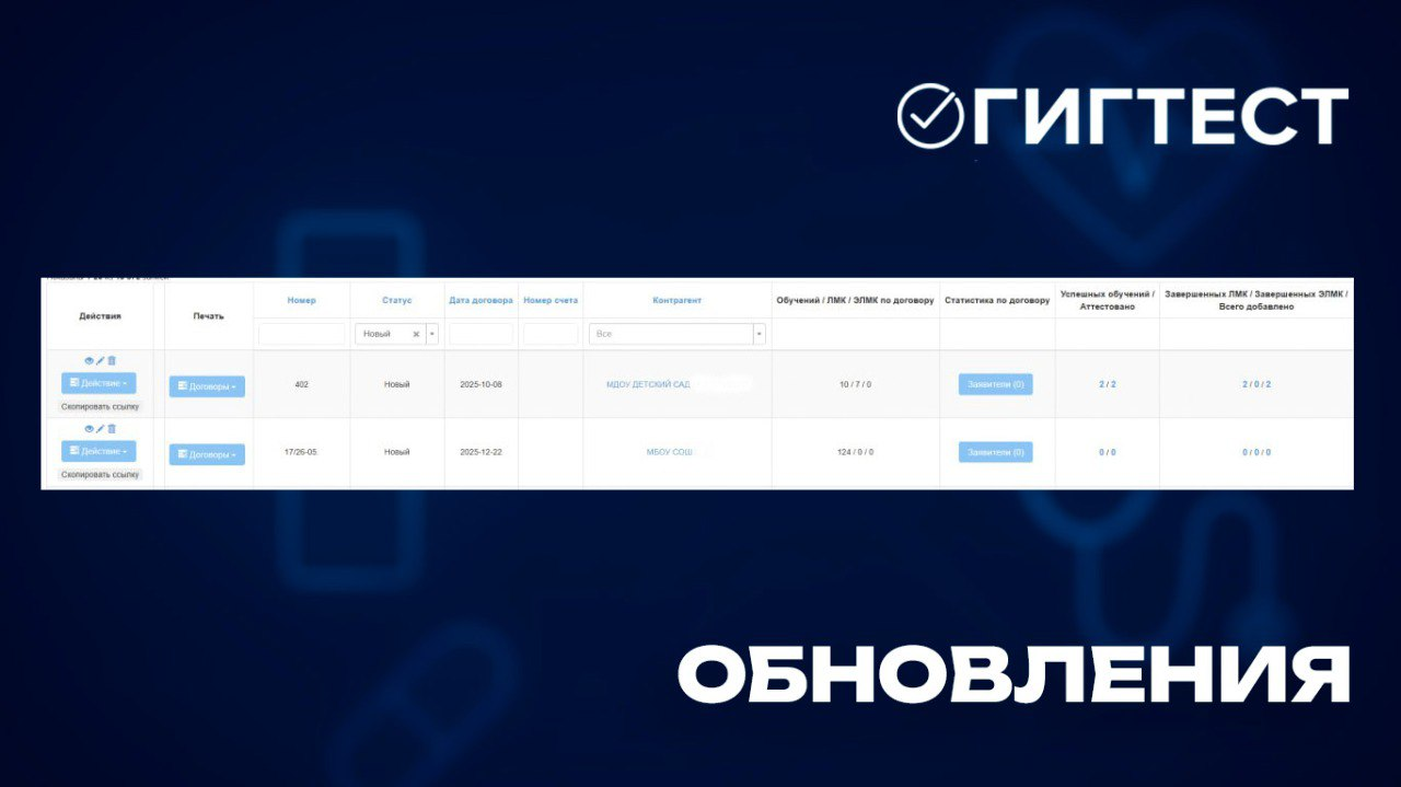 Обновления в системе ГИГТЕСТ